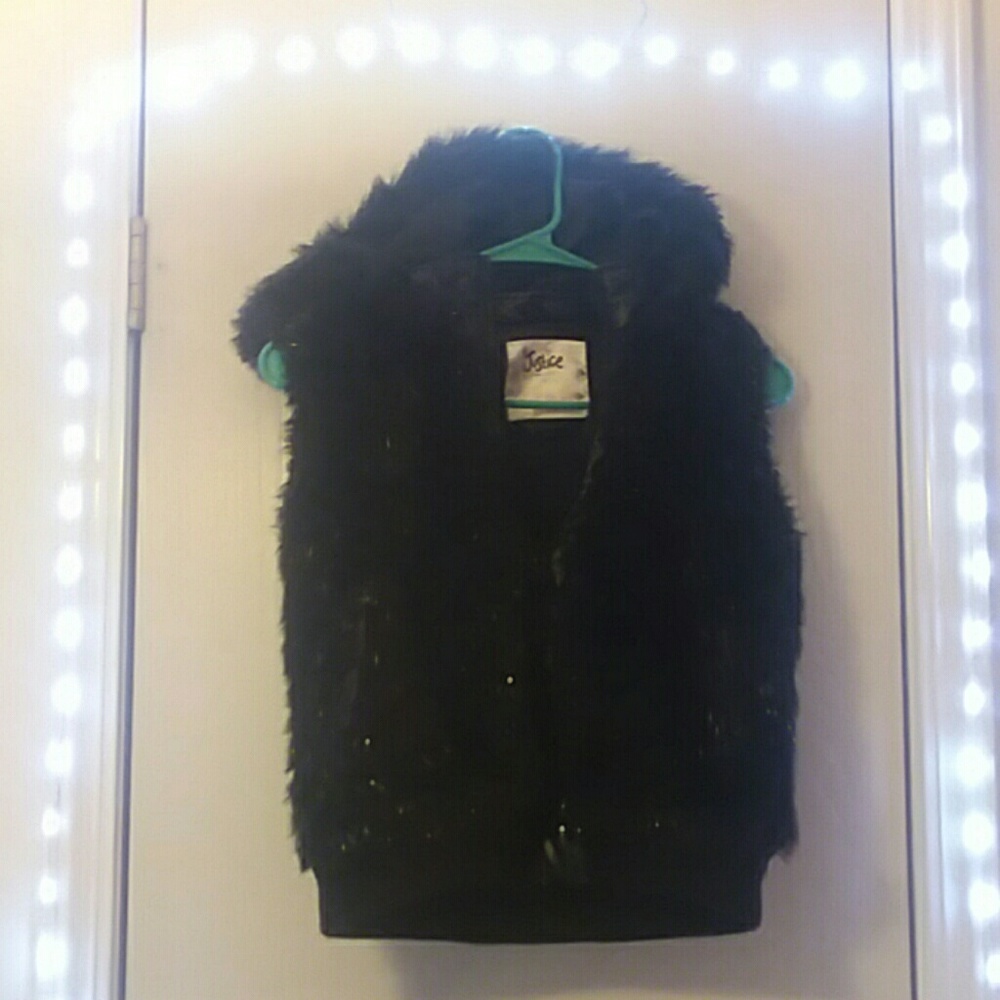 Girls black Justice vest size 12 with hood